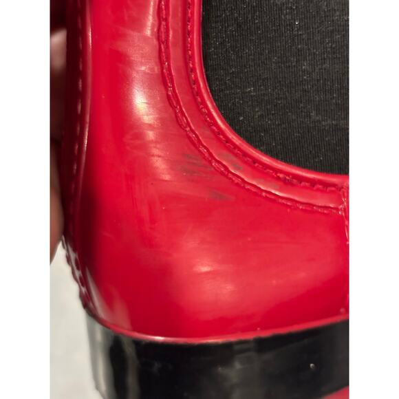 Pre-loved Red Women's ankle rain booties Size 9 - Picture 6 of 12